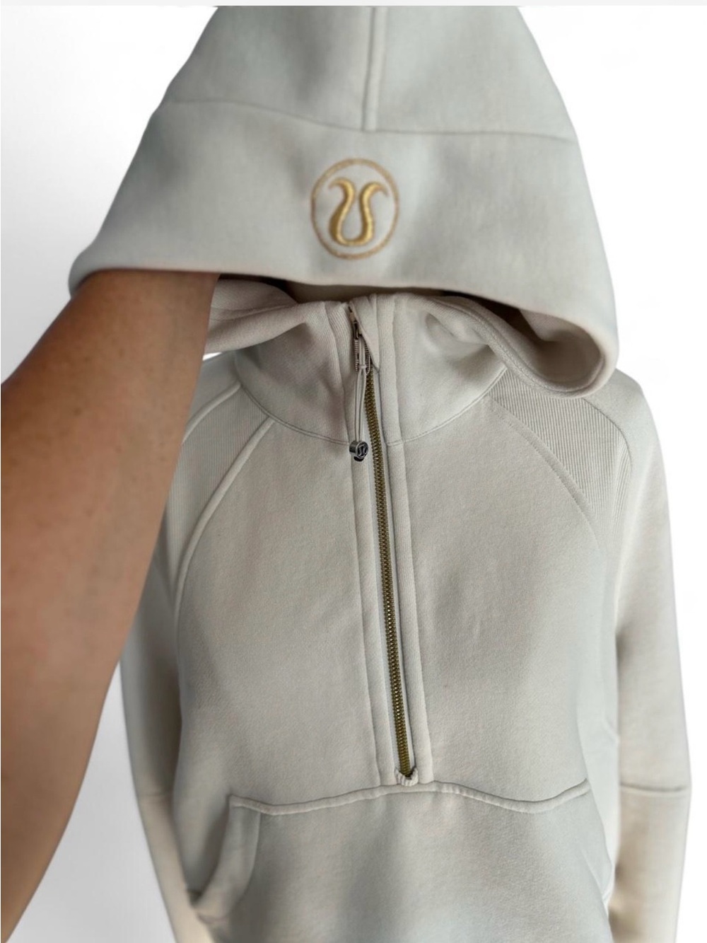 Lululemon Scuba Half Zip Hoodie Cream Tan Oversized Boxy Athleisure Woman M/L - Picture 2 of 9